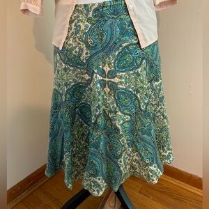 Paisley Blue and Green Women's Skirt size 8